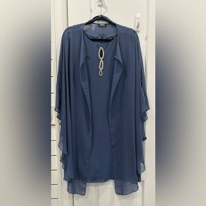 Silk Sheath Dress with Organza Coverlet